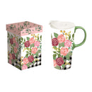 Ceramic Perfect Travel Cup, 17 oz., w/ box, Flower Check