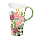 Ceramic Perfect Travel Cup, 17 oz., w/ box, Flower Check