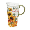 Gather and Be Grateful Sunflower Ceramic Perfect Cup, 17oz, Gift Box