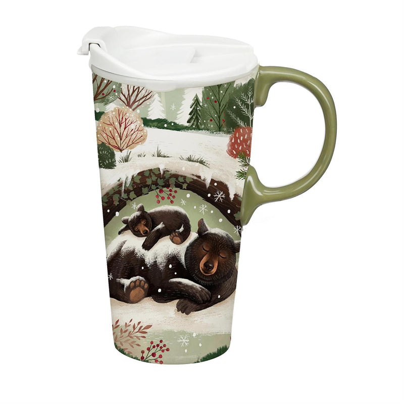Woodland Storybook Travel Cup Ceramic Perfect Cup, Bear, 17oz, Gift Box