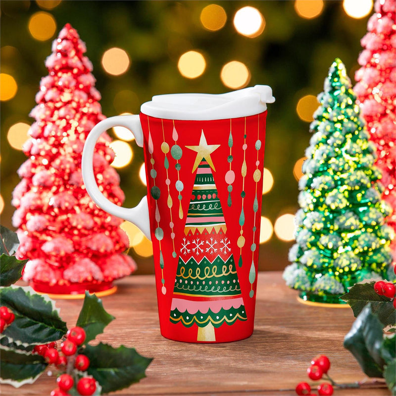 Christmas Vacation Travel Cup Ceramic Perfect Cup, Christmas Tree, 17oz, Gift Box