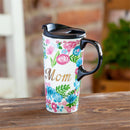 Title Series Travel Cup Ceramic Perfect Cup, Floral Mom, 17oz, Gift Box Mom