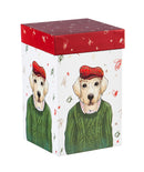 Cermaic Travel Cup w/Infuser and lid, 17OZ., w/ metallic accents and box, Holiday Dog,3cti6668b