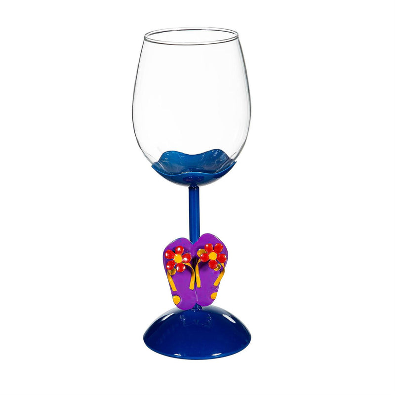 Coastal Flip Flops Wine Glass, 17oz, Gift Box