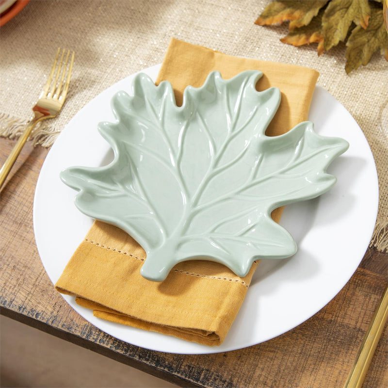 8" Ceramic Leaf Shaped Plate, 2 Asst. colors