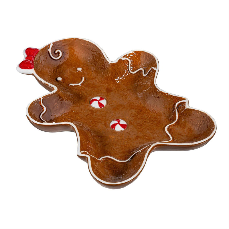 Baking Spirits Bright Plate Gingerbread Shaped Ceramic Serving Dish, Asst, 10"W