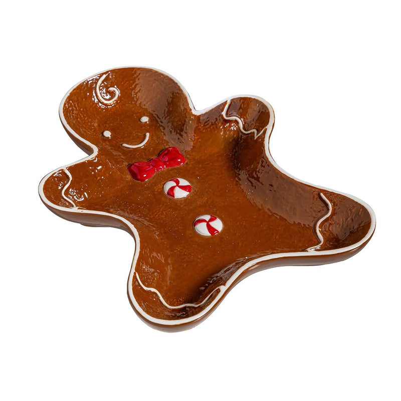 Baking Spirits Bright Plate Gingerbread Shaped Ceramic Serving Dish, Asst, 10"W