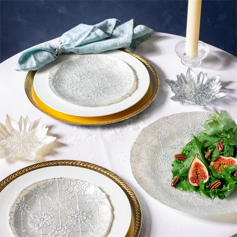 Season to Sparkle Bowl Glass Snowflake Shaped Dish, 6.75"