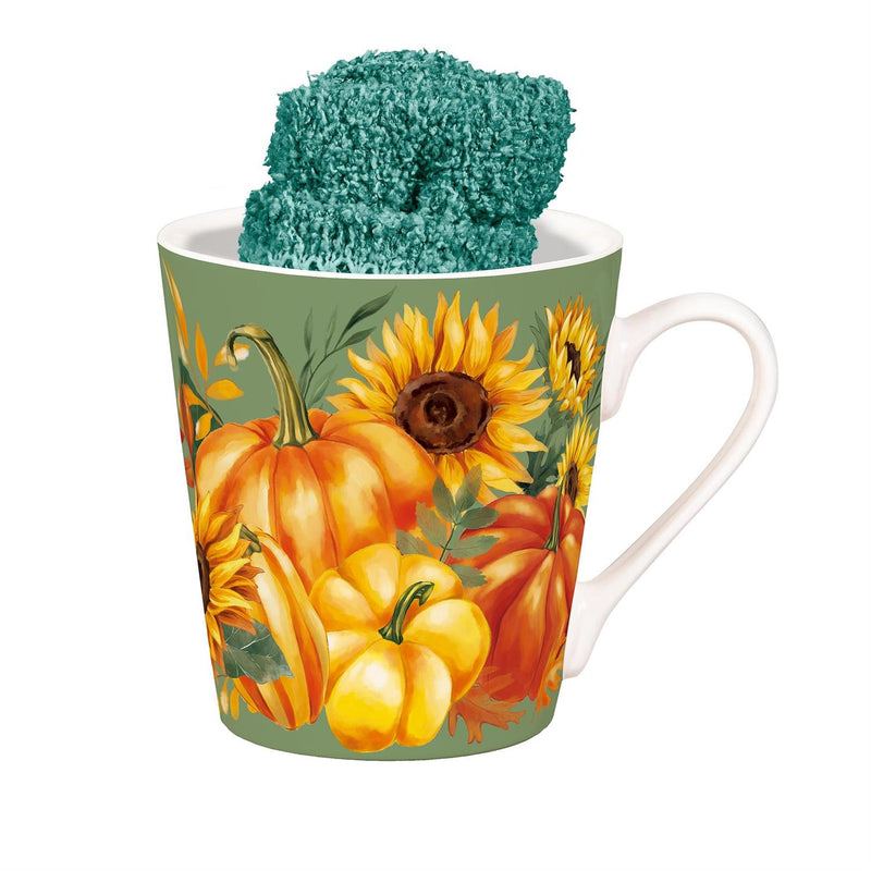 Grateful Gatherings Ceramic Flare Cup and Teal Socks Gift Set, 12oz, Gift Box