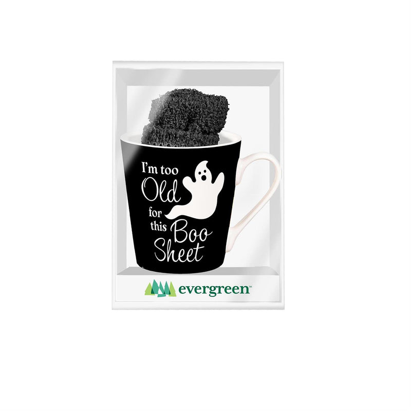 I'm Too Old For This Boo Sheet Ceramic Flare Cup and Black Socks Gift Set, 12oz, Gift Box