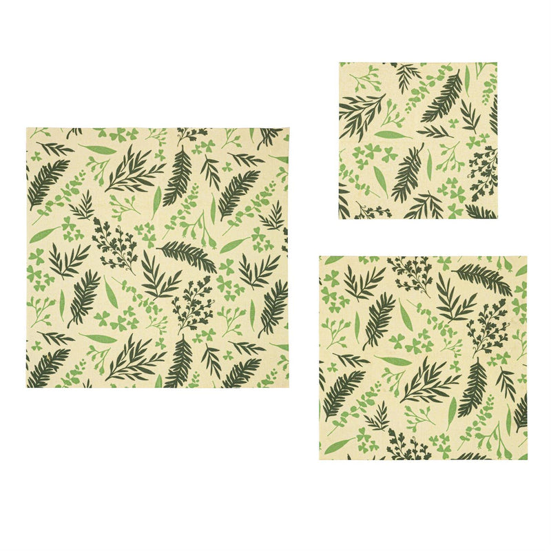 Beeswax Wrap, Set of 3, Delicate Greenery