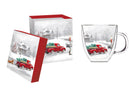 Double Wall Glass Cafe Cup, 12 oz., Winter Truck,3gcc6190