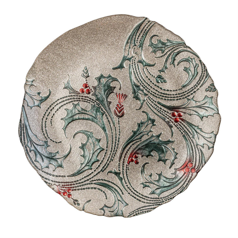 Joyful Traditions Plate Glass Holly Serving Plate, 12.5"