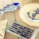 14" x 9" Rectangular Glass Platter, School of Fish