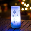 LED Snowflake Pillar Table Decor with Projected Icons