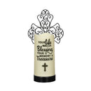 Cross LED Wax Candle with Metal Holder Set