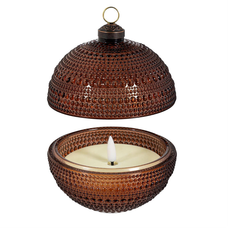 Woodland Storybook LED Table Décor Glass Round Candle with Flickering Flame, 5"H, Asst of 3