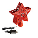 LED Red Glitter Star Tree Topper with Projected Icons