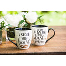 Ceramic Cup O' Java Cup Giftset, 17oz, I Stole Her Heart/So I'm Stealing His Last Name