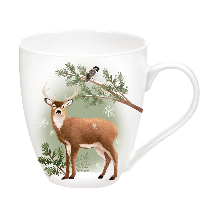 Woodland Storybook Coffee Cup Ceramic Cup O' Java, Deer, 17oz, Gift Box
