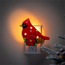 Snowbirds Nightlight Ceramic Cardinal with Poinsettia, 5.5"H