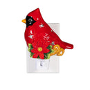 Snowbirds Nightlight Ceramic Cardinal with Poinsettia, 5.5"H