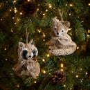 4.5" Natural Fiber Animal with Glitter Ornament