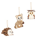 Woodland Storybook Ornament Natural Fiber Animal, Asst of 3