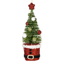 Traditional Santa Ornament Plastic Santa Bottle Brush Tree, 7"H, Set of 3, Gift Box