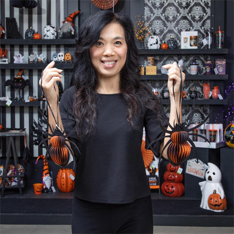 Foldable Paper Spider Hanging Décor Set