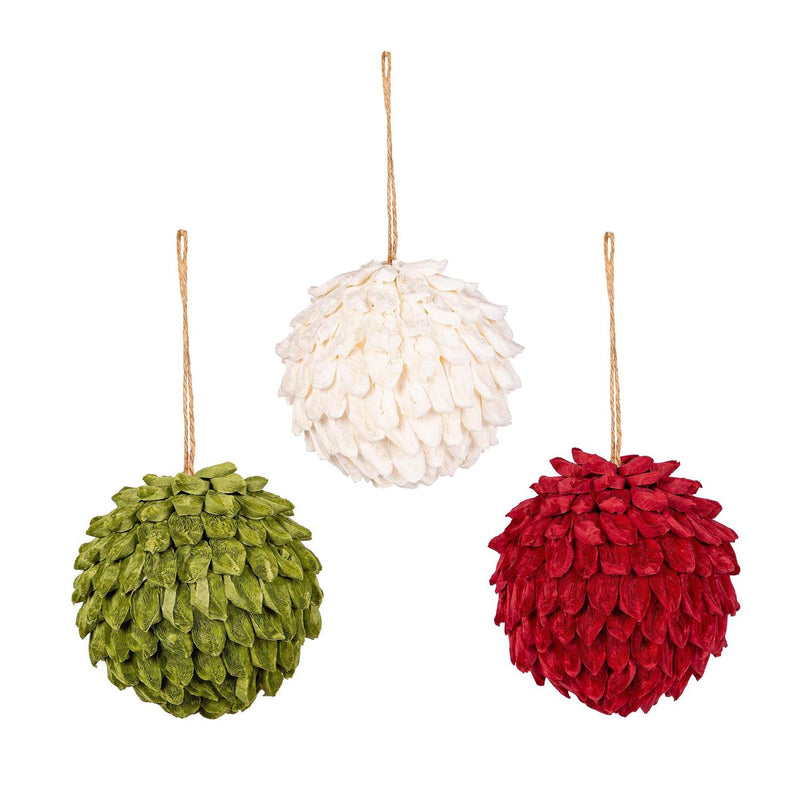 4" Paper Ruffled Ball Ornament
