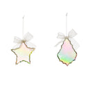 4" Acrylic Irridescent with Bow Ornament,3ot834