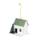 VivaStyle Ornament, Paper Ornament, House with Bottle Brush Trees, 2.75"H, Set of 3