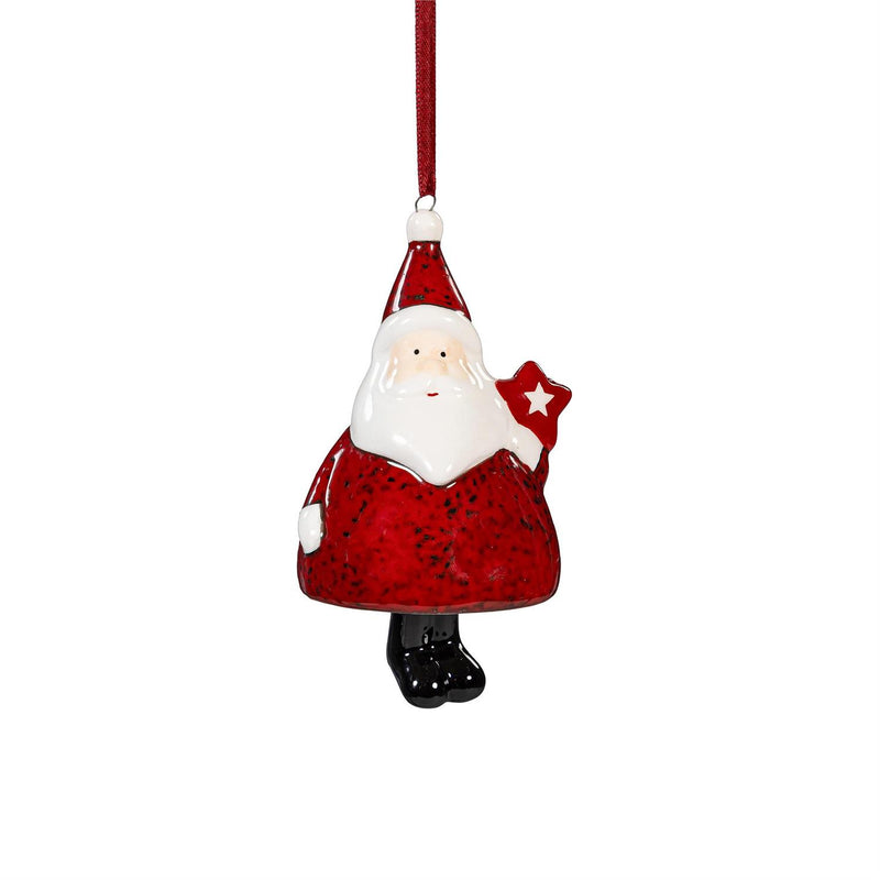 Traditional Santa Ornament Ceramic, Set of 2
