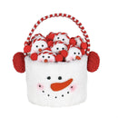 9" Fabric Snowman with Earmuffs Ornament Snowman Bucket, 10 Total Ornaments