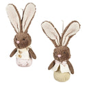 Bunny Blooms Hanging D√©cor Fabric Bunny, 9", Asst of 2, In Wood Tray