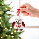 Woodland Storybook Ornament Fabric Owl in Wood Tray, 4.25"H, Asst of 2