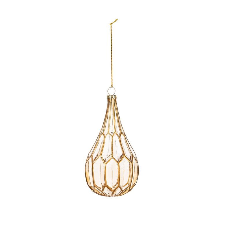 Glass Gold Geometric Ornament,3otg421