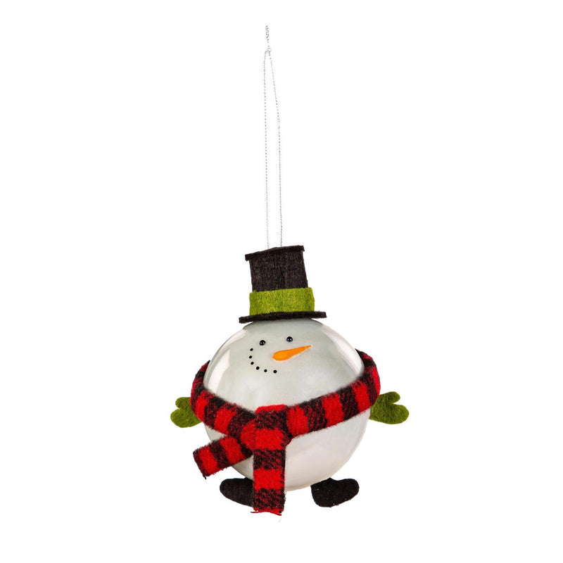 4.5" Glass Round Snowman Ornament