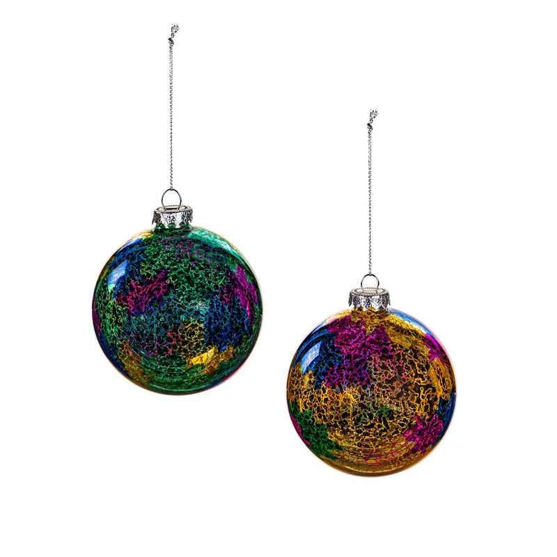 4.5" Colored Glass Round Ornament