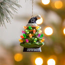 Dallas Cowboys 4" LED Ceramic Christmas Tree Ornament w/Team Santa Hat