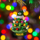 Green Bay Packers 4" LED Ceramic Christmas Tree Ornament w/Team Santa Hat