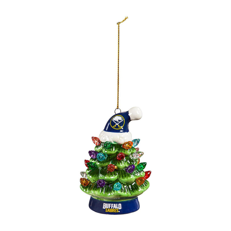 4" LED Ceramic Christmas Tree Ornament with Team Santa Hat, Buffalo Sabres