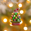 4" LED Ceramic Christmas Tree Ornament with Team Santa Hat, University of Oklahoma,3otl974to