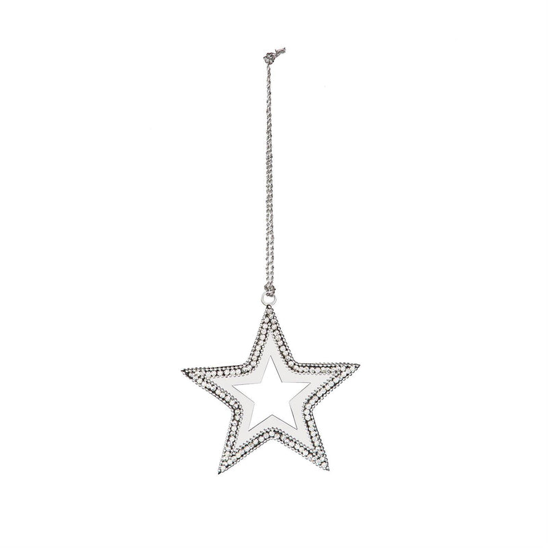 Beaded Metal Ornament, 2 Asst: Snowflake/Star