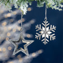 Beaded Metal Ornament, 2 Asst: Snowflake/Star