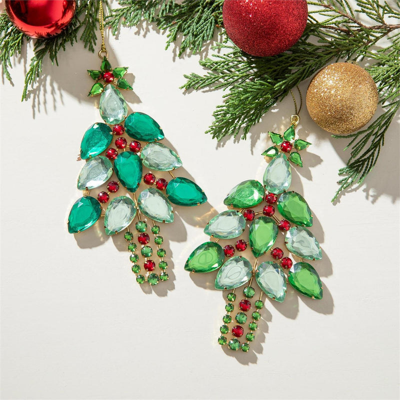 6.75" Metal Christmas Tree with Gems Ornament