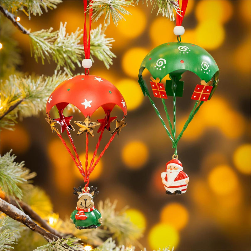 Christmas Vacation Ornament Christmas Character with Parachute Metal, Asst, 7"H