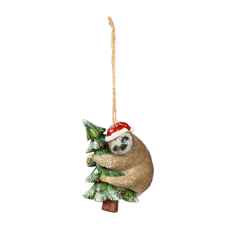 Resin Sloth with Santa Hat Ornament, 2 Asst,3otr122