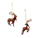 4.5" Resin Reindeer with Plaid Scarf Ornament, 2 Asst
